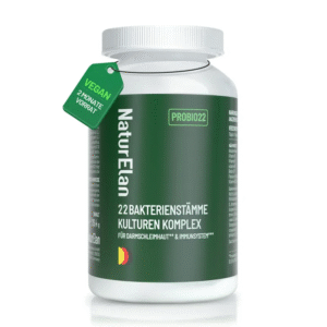 NaturElan Gut Care, 22 Bakterienst?mme, 2 Monate, mit aktiver B-Komplex und Akazienfaser, 20 Mrd KbE/Tagesdosis, Magensaftresistent, Vegan, in Deutschland Produziert, 60 Kapseln, Darmflora